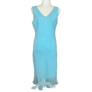 Vintage Y2K Megan Mathews women’s slip-on sheer layered sleeveless mixi dress